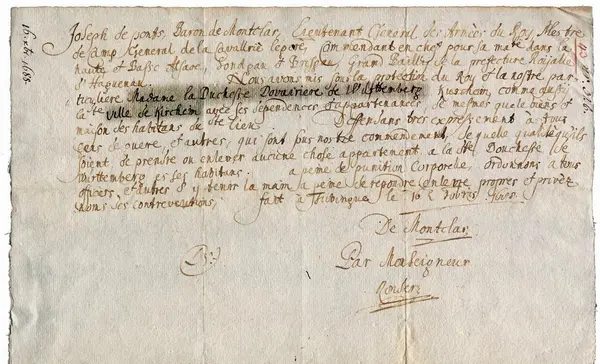 Foto: Stadtarchiv Kirchheim Schutzbrief von 1688